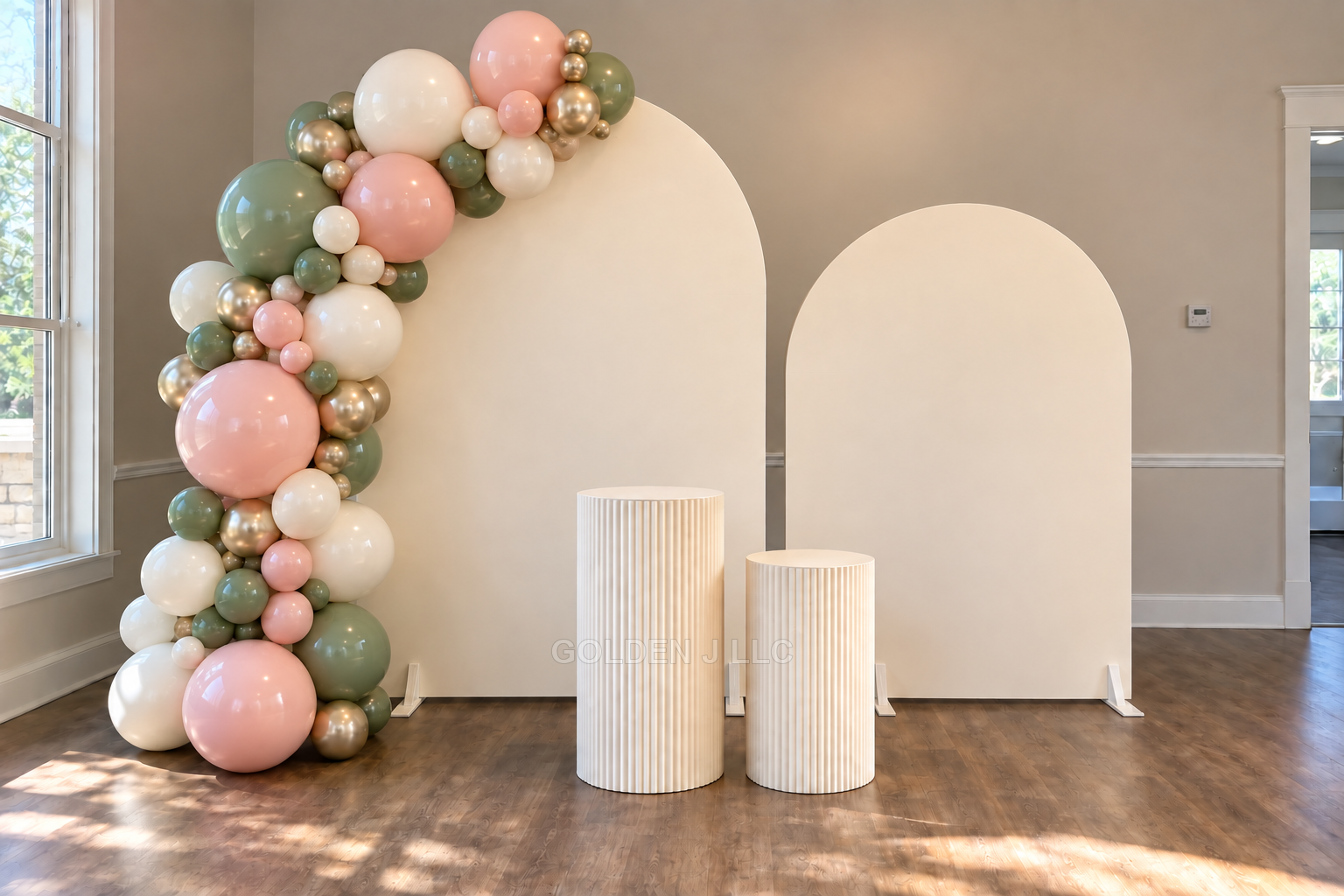 Two Arch Décor with balloon work and pedestal stands